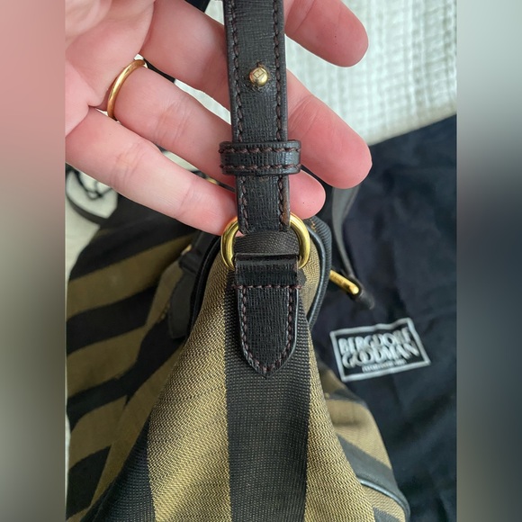 Fendi Bauletto Boston Speedy Pequin Black Golden Brown Crossbody Bag - Picture 6 of 16